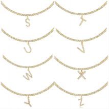Chic Layered Rhinestone Inlaid Butterfly Initial Letter Pendant Choker Necklace Set - ArtGalleryZen