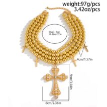 Chic Layered Rhinestone Inlaid Cross Pendant Ball Chain Necklace - ArtGalleryZen