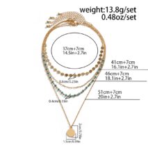 Chic Layered Round Disk Pendant Turquoise Chain Necklace Set - ArtGalleryZen
