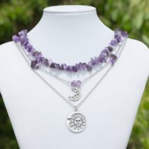 Chic Layered Sun Moon Pendant Turquoise Stone Stackable Necklace Set - ArtGalleryZen