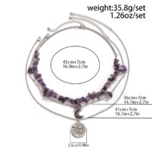 Chic Layered Sun Moon Pendant Turquoise Stone Stackable Necklace Set - ArtGalleryZen
