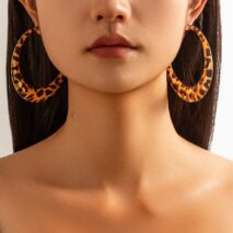 Chic Leopard Pattern Chunky Hoop Earrings - ArtGalleryZen