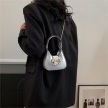 Chic Metallic Bowknot Leather Shoulder Crossbody Bag - ArtGalleryZen