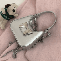 Chic Metallic Bowknot Leather Shoulder Crossbody Bag - ArtGalleryZen
