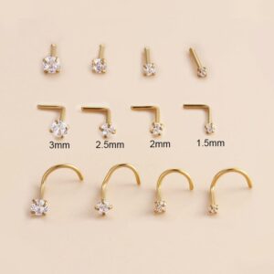Chic Minimalist Cubic Zirconia Stainless Steel Nose Piercing Nose Stud - ArtGalleryZen
