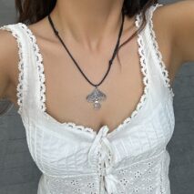 Chic Mushroom Wax Cord String Necklace - ArtGalleryZen