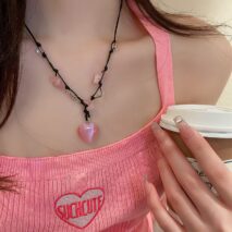 Chic Opal Heart Pendant Matching Necklace - ArtGalleryZen