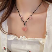 Chic Opal Heart Pendant Matching Necklace - ArtGalleryZen