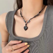 Chic Opal Heart Pendant Matching Necklace - ArtGalleryZen