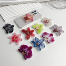 Chic Orchid Flower Acrylic Foldable Phone Grip Phone Stand - ArtGalleryZen