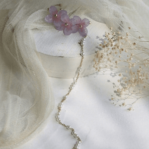 Chic Peach Blossom Flower Pearl Long Chain Ear Clip Earring - ArtGalleryZen