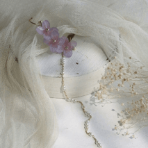 Chic Peach Blossom Flower Pearl Long Chain Ear Clip Earring - ArtGalleryZen
