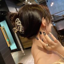 Chic Pearl Chain Tassel Butterfly Chignon Claw Clip Hair Clip - ArtGalleryZen