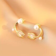 Chic Pearl Charm Opal Tulip Earrings - ArtGalleryZen
