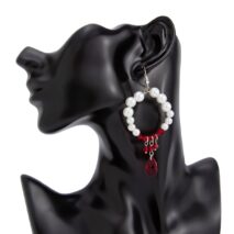 Chic Pearl Hoop Dangle Crystal Blood Drop Earrings - ArtGalleryZen