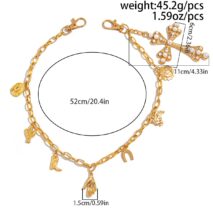 Chic Pearl Inlaid Cross Cowboy Hat Cactus Pendant Trouser Chain - ArtGalleryZen