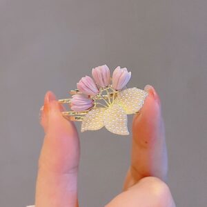 Chic Pearl Inlaid Flower Claw Clip Hair Clip - ArtGalleryZen