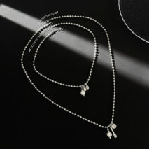 Chic Pearl Round Disk Pendant Ball Chain Necklace Set - ArtGalleryZen