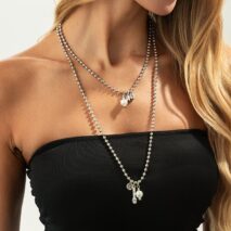 Chic Pearl Round Disk Pendant Ball Chain Necklace Set - ArtGalleryZen