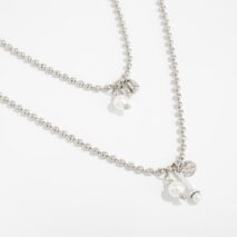 Chic Pearl Round Disk Pendant Ball Chain Necklace Set - ArtGalleryZen