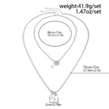 Chic Pearl Round Disk Pendant Ball Chain Necklace Set - ArtGalleryZen