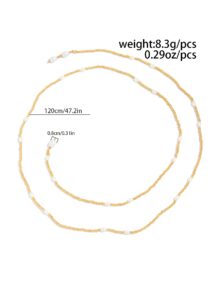 Chic Pearl Square Beaded Long Chain Necklace - ArtGalleryZen