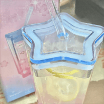 Chic Pink Blue Gradient Lucky Star Crystal Cup - ArtGalleryZen