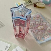 Chic Pink Blue Gradient Lucky Star Crystal Cup - ArtGalleryZen
