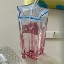 Chic Pink Blue Gradient Lucky Star Crystal Cup - ArtGalleryZen