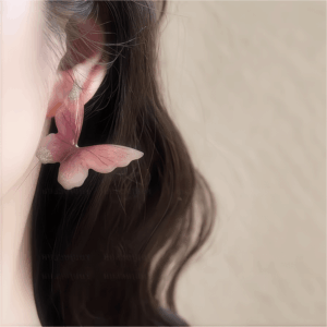 Chic Pink Butterfly Dangle Earrings - ArtGalleryZen