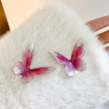 Chic Pink Butterfly Dangle Earrings - ArtGalleryZen