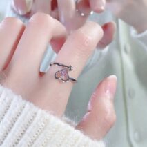 Chic Pink Crystal Devil Heart Ring - ArtGalleryZen