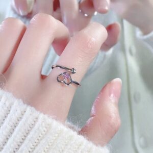 Chic Pink Crystal Devil Heart Ring - ArtGalleryZen