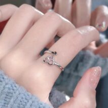 Chic Pink Crystal Devil Heart Ring - ArtGalleryZen