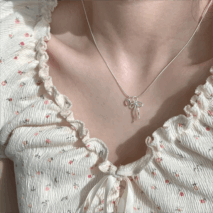 Chic Pink Crystal Heart Bowknot Pendant Necklace - ArtGalleryZen