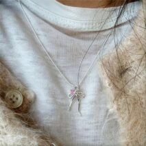 Chic Pink Crystal Heart Bowknot Pendant Necklace - ArtGalleryZen