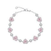Chic Pink Crystal Heart Bracelet - ArtGalleryZen