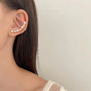 Chic Pink Crystal Heart Ear Wrap Stud Earrings - ArtGalleryZen
