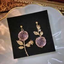 Chic Pink Crystal Rose Earrings - ArtGalleryZen