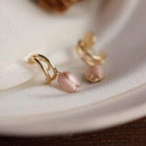 Chic Pink Enamel Tulip Hoop Earrings - ArtGalleryZen