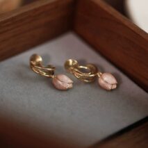Chic Pink Enamel Tulip Hoop Earrings - ArtGalleryZen