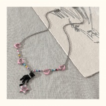 Chic Pink Heart Star Kitty Pendant Necklace - ArtGalleryZen