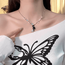 Chic Pink Heart Star Kitty Pendant Necklace - ArtGalleryZen