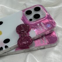 Chic Pink Rhinestone Bowknot Hello Kitty Phone Case - ArtGalleryZen
