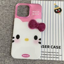 Chic Pink Rhinestone Bowknot Hello Kitty Phone Case - ArtGalleryZen