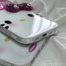 Chic Pink Rhinestone Bowknot Hello Kitty Phone Case - ArtGalleryZen