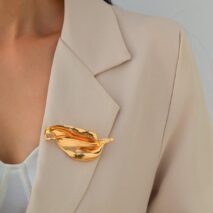Chic Pleated Leaf Pin Brooch - ArtGalleryZen