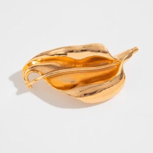 Chic Pleated Leaf Pin Brooch - ArtGalleryZen
