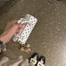 Chic Polka Dot Leather Crossbody Tote Bag - ArtGalleryZen