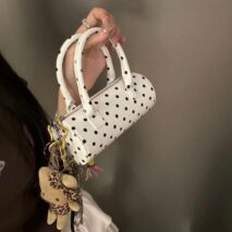 Chic Polka Dot Leather Crossbody Tote Bag - ArtGalleryZen